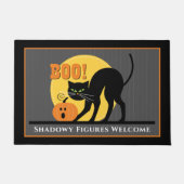 Spooky Black Cat Pumpkin Halloween Fußmatte (Vorderseite)