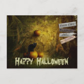 Spooky Black Cat, Pumpkin Halloween Postkarte (Vorderseite)