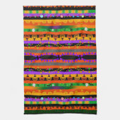 Spooky Black Cat, Pumpkin Stripes Halloween Geschirrtuch (Vertikal)