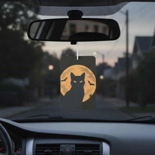 Spooky Black Cat Silhouette Halloween Autolufterfrischer