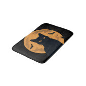 Spooky Black Cat Silhouette Halloween Badematte (Schrägansicht)