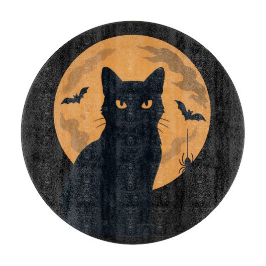 Spooky Black Cat Silhouette Halloween Charcuterie Schneidebrett (Vorderseite)