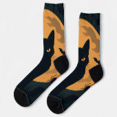 Spooky Black Cat Silhouette Halloween Gothic Cat Socken (Linkes Detail)