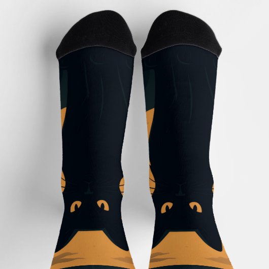 Spooky Black Cat Silhouette Halloween Gothic Cat Socken (Oben)