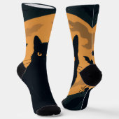 Spooky Black Cat Silhouette Halloween Gothic Cat Socken (Gewinkelt)