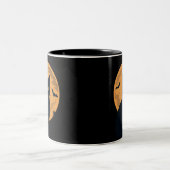 Spooky Black Cat Silhouette Halloween Gothic Cat Zweifarbige Tasse (Mittel)