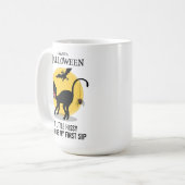 Spooky Black Cat Spiole Halloween Kaffeetasse (Vorderseite Links)