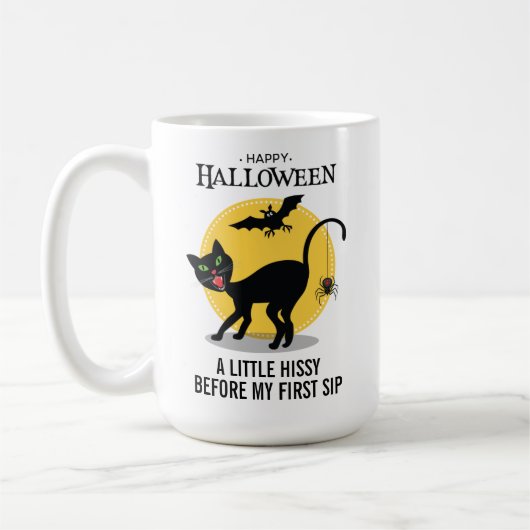 Spooky Black Cat Spiole Halloween Kaffeetasse (Links)