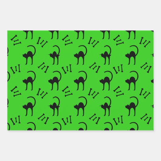 Spooky Black Cat und Knochen Halloween Geschenk Geschenkpapier Set (Vorderseite 3)