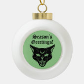 Spooky Black Cat Witchy Horror Weihnachtsschmuck Keramik Kugel-Ornament (Vorderseite)