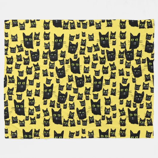 Spooky Black Cats Fleecedecke (Vorderseite (Horizontal))