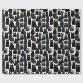 Spooky Black Cats Halloween Geschenkpapier (Flach)