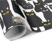 Spooky Black Cats Halloween Geschenkpapier (Rolleneckpunkt)
