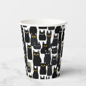 Spooky Black Cats Individuelle Name Happy Hallowee Pappbecher (Rückseite)