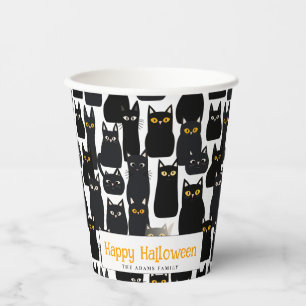 Spooky Black Cats Individuelle Name Happy Hallowee Pappbecher