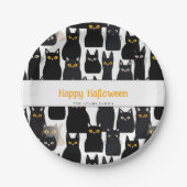 Spooky Black Cats Individuelle Name Happy Hallowee Pappteller (Vorderseite)