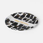 Spooky Black Cats Individuelle Name Happy Hallowee Pappteller (Schrägansicht)