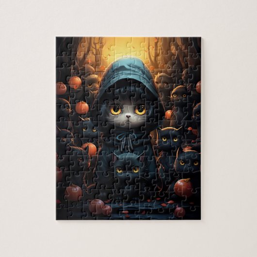 Spooky Black Cats Party Halloween Puzzle (Vertikal)