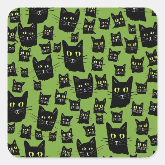 Spooky Black Cats                                  Quadratischer Aufkleber (Vorderseite)