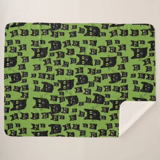 Spooky Black Cats Sherpadecke (Vorderseite (Horizontal))