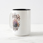 Spooky Black Cauldron Halloween Hexen brauen Zweifarbige Tasse (Vorderseite Links)