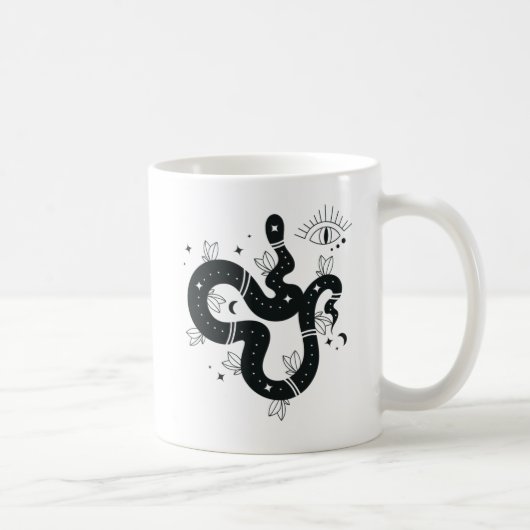 Spooky Black Celestial Snake Design Kaffeetasse (Rechts)