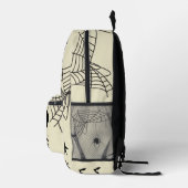 Spooky Black Ghost Spider Web Beige Bedruckter Rucksack (Rechts)