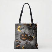 SPOOKY BLACK HALLOWEEN PUMPKINS MOONS BATS TASCHE (Vorderseite)