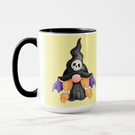 Spooky Black Halloween Witch Gnome With Skull Tasse (Links)
