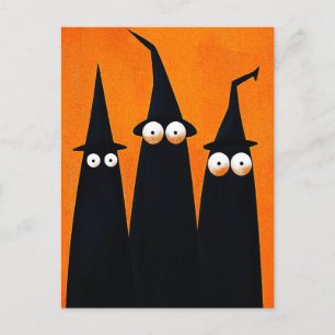 Spooky Black Hexen Quirky Halloween Postkarte