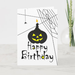 Spooky Black Jack O' Lantern Happy Birthday Card Dankeskarte