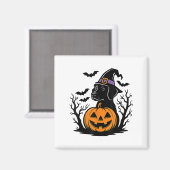 Spooky Black Labrador Retriever Hexenhut Pumpkin Magnet (Vorderseite/Rückseite)