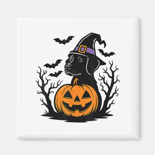Spooky Black Labrador Retriever Hexenhut Pumpkin Magnet (Vorne)