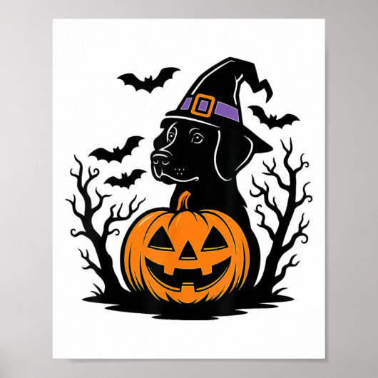 Spooky Black Labrador Retriever Hexenhut Pumpkin Poster (Vorne)