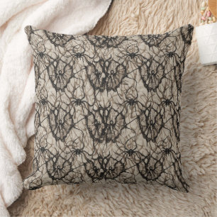 Spooky Black Lace Spider Web Nahtlose Muster - Kissen