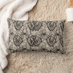 Spooky Black Lace Spider Web Nahtlose Muster - Lendenkissen