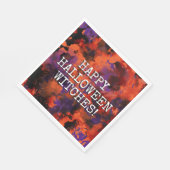 Spooky Black Orange Lila Happy Halloween Party Serviette (Ecke)