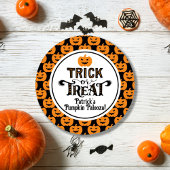 Spooky Black Orange Pumpkin Boy Halloween Geburtst Runder Aufkleber