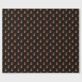 Spooky Black & Orange Witch Wrapping Paper Roll Geschenkpapier (Flach)