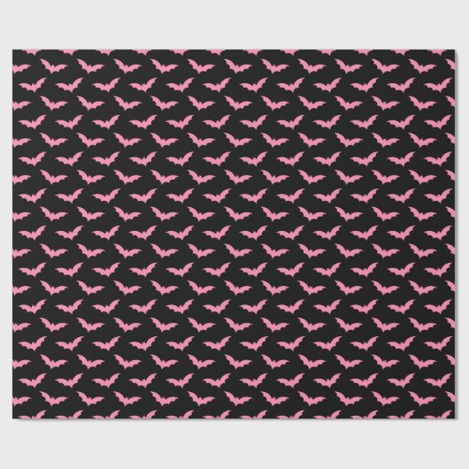 Spooky Black & Pink Bats Wrapping Paper Roll Geschenkpapier (Flach)