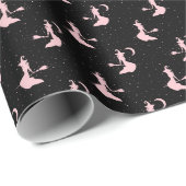 Spooky Black & Pink Rosa Wrapping Paper Roll Geschenkpapier (Rolleneckpunkt)
