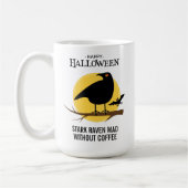 Spooky Black Raven Halloween Kaffeetasse (Links)