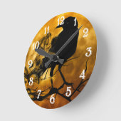 Spooky Black Raven Halloween Runde Wanduhr (Winkel)