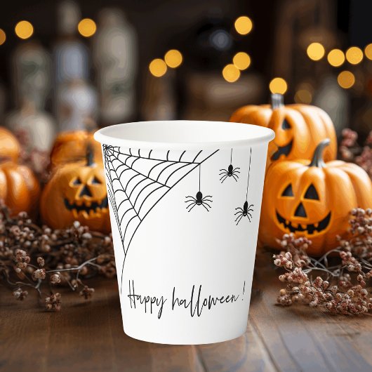 Spooky Black Spiders Party | Frohe Halloween Pappbecher