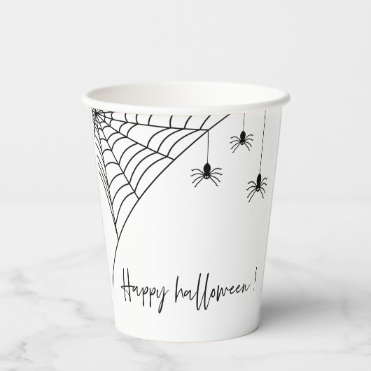 Spooky Black Spiders Party | Frohe Halloween Pappbecher (Rückseite)