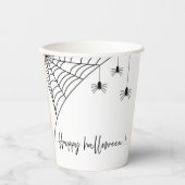 Spooky Black Spiders Party | Frohe Halloween Pappbecher (Vorderseite)