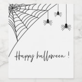 Spooky Black Spiders Party | Frohe Halloween Weinetikett (Einzelnes Label)