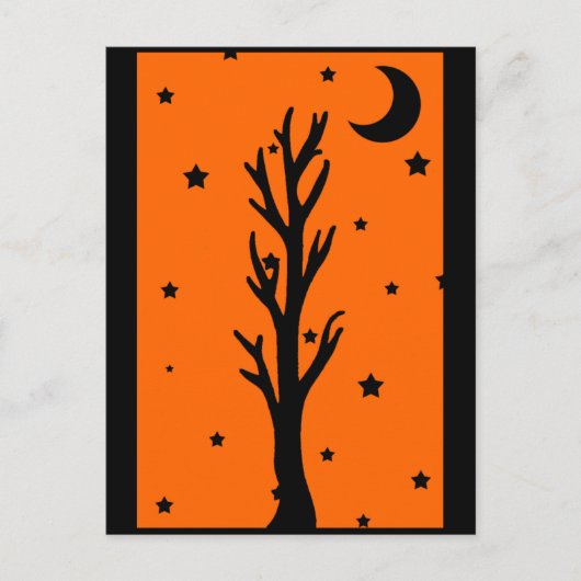 Spooky Black Tree Silhouette Postcard Postkarte (Vorderseite)