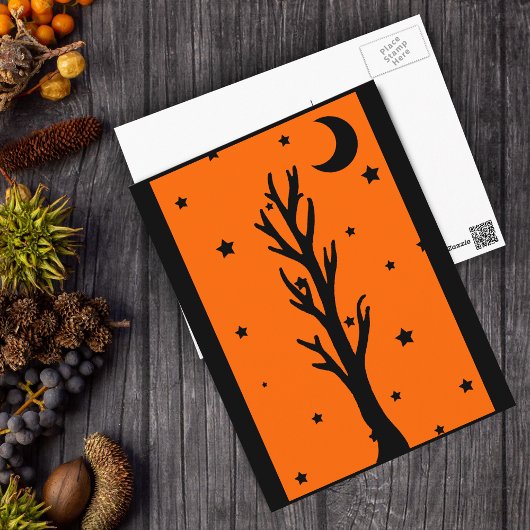 Spooky Black Tree Silhouette Postcard Postkarte