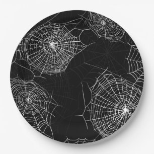Spooky Black & White Spiderweb Print Paper Teller